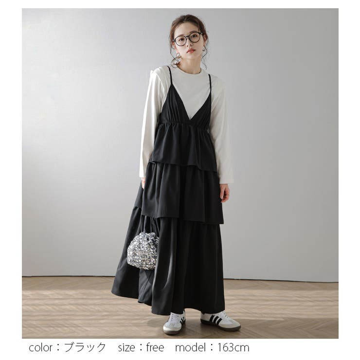 ティアードワンピース ロング キャミワンピ[品番：SGBW0001516