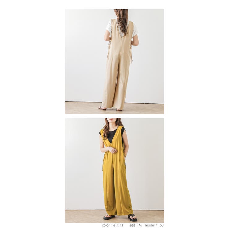 ベージュ Sサイズ サロペット サロペット オーバーサイズ Vネック[品番：SGBW0000632]｜SUGAR