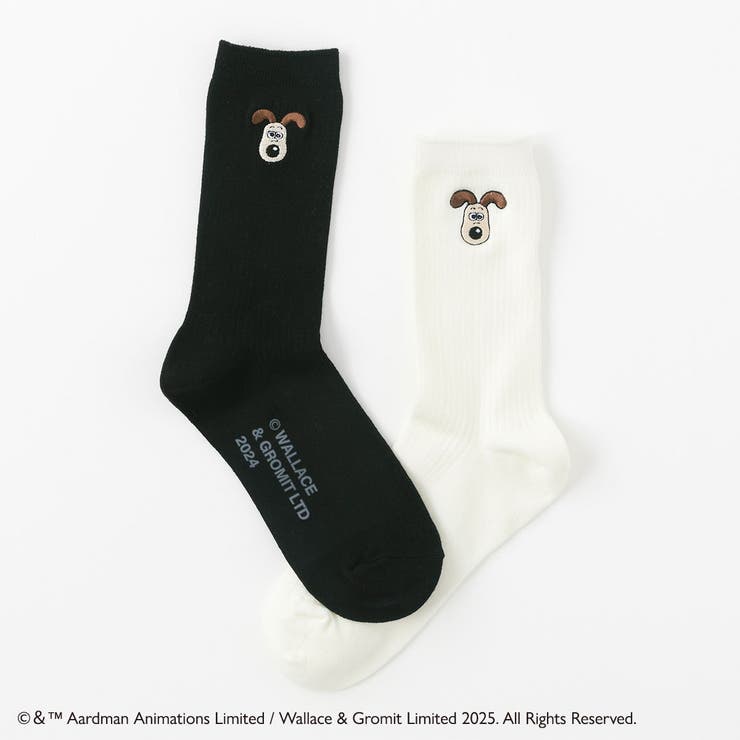 【ウォレスとグルミット】刺繍付きリブクルーソックス | SUKENO【WOMEN】 | 詳細画像8 