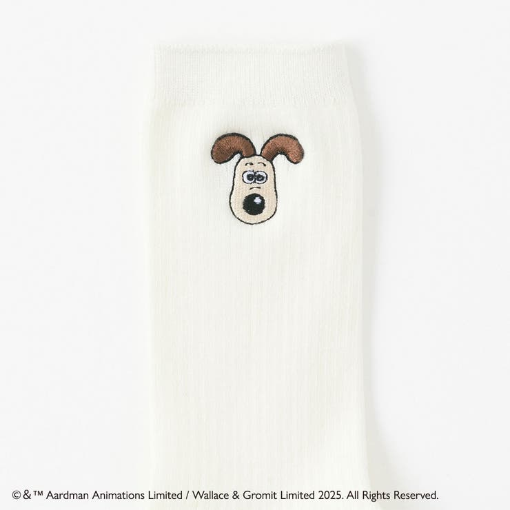 【ウォレスとグルミット】刺繍付きリブクルーソックス | SUKENO【WOMEN】 | 詳細画像4 