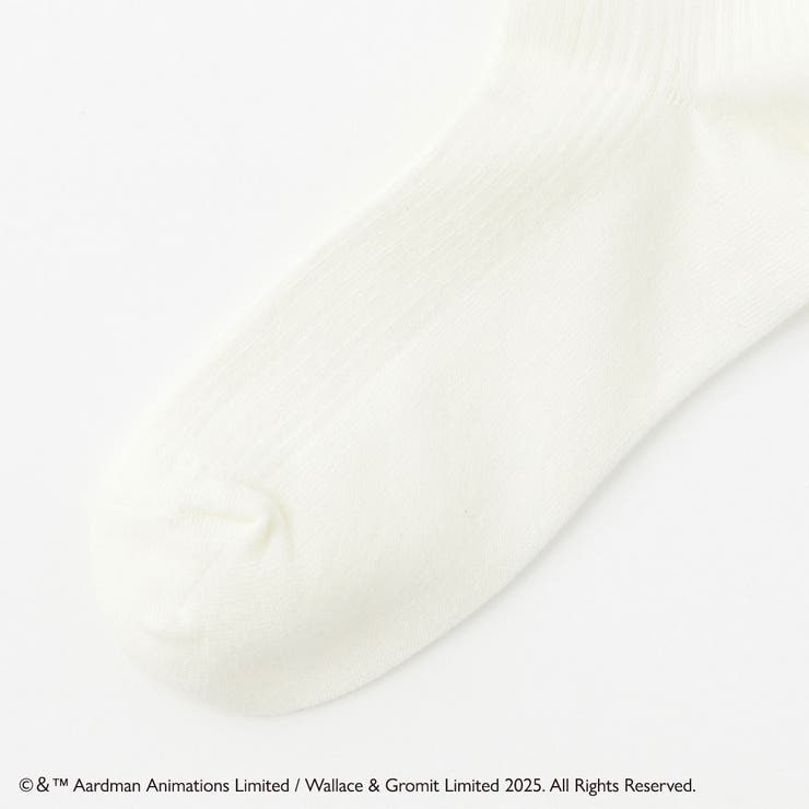 【ウォレスとグルミット】刺繍付きリブクルーソックス | SUKENO【WOMEN】 | 詳細画像6 