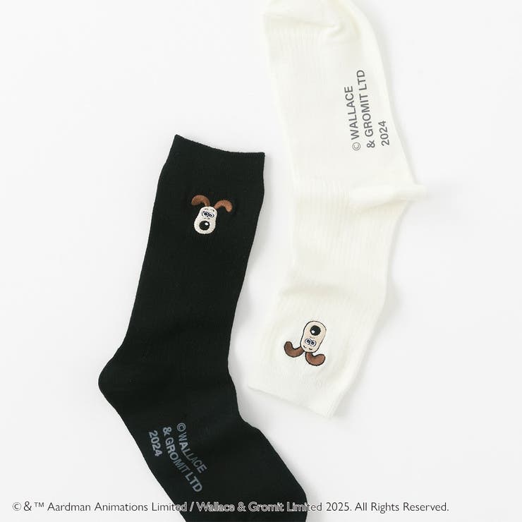 【ウォレスとグルミット】刺繍付きリブクルーソックス | SUKENO【WOMEN】 | 詳細画像7 