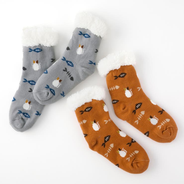 【にゃんこ堂】裏ボア猫と魚柄ルームソックス | SUKENO【WOMEN】 | 詳細画像4 