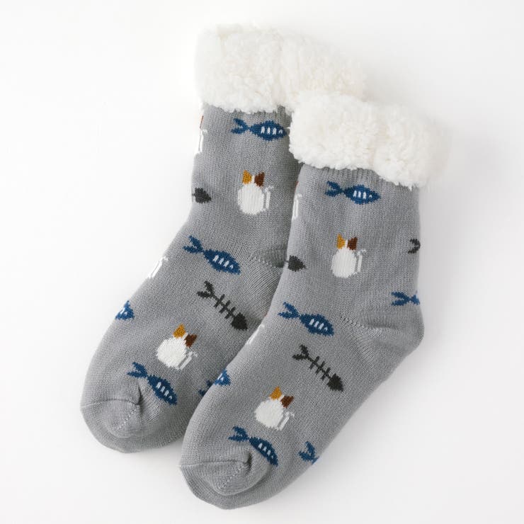 【にゃんこ堂】裏ボア猫と魚柄ルームソックス | SUKENO【WOMEN】 | 詳細画像5 