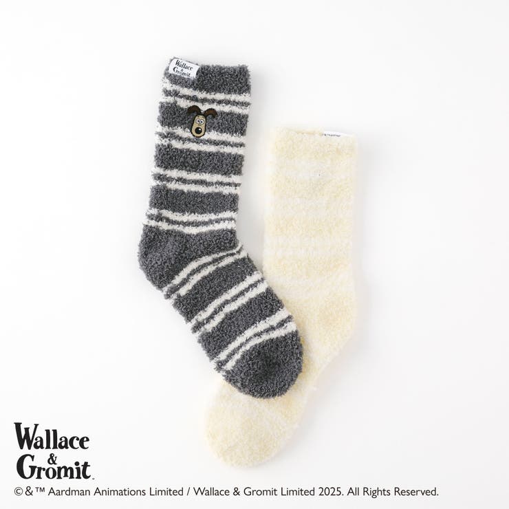 【ウォレスとグルミット】刺繍付き細ボーダールームソックス | SUKENO【WOMEN】 | 詳細画像9 