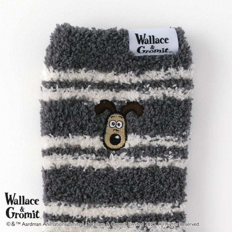 【ウォレスとグルミット】刺繍付き細ボーダールームソックス | SUKENO【WOMEN】 | 詳細画像4 