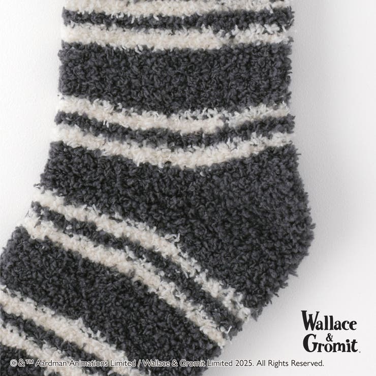 【ウォレスとグルミット】刺繍付き細ボーダールームソックス | SUKENO【WOMEN】 | 詳細画像5 