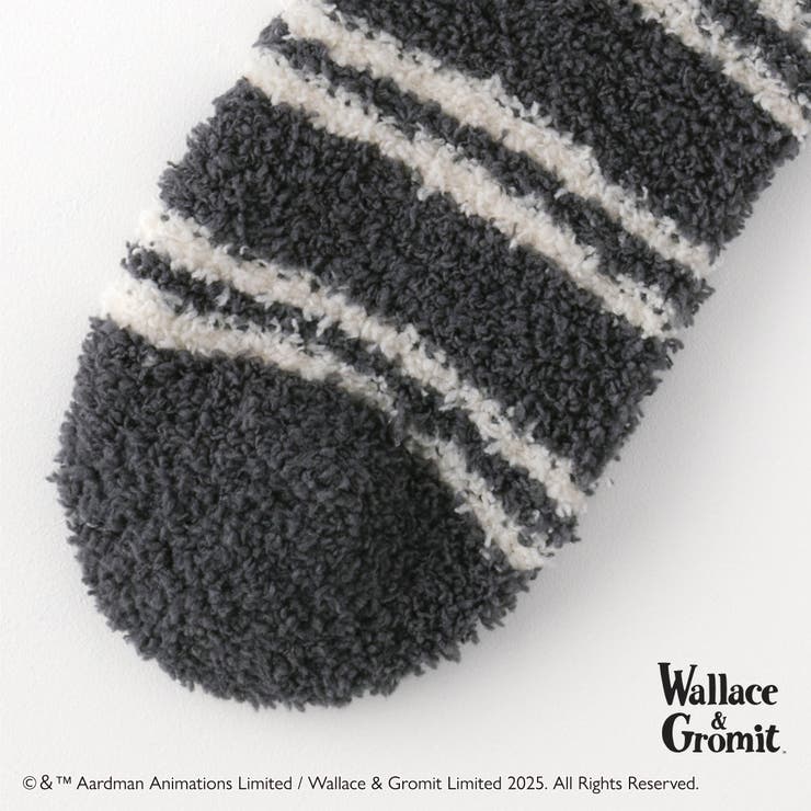 【ウォレスとグルミット】刺繍付き細ボーダールームソックス | SUKENO【WOMEN】 | 詳細画像6 