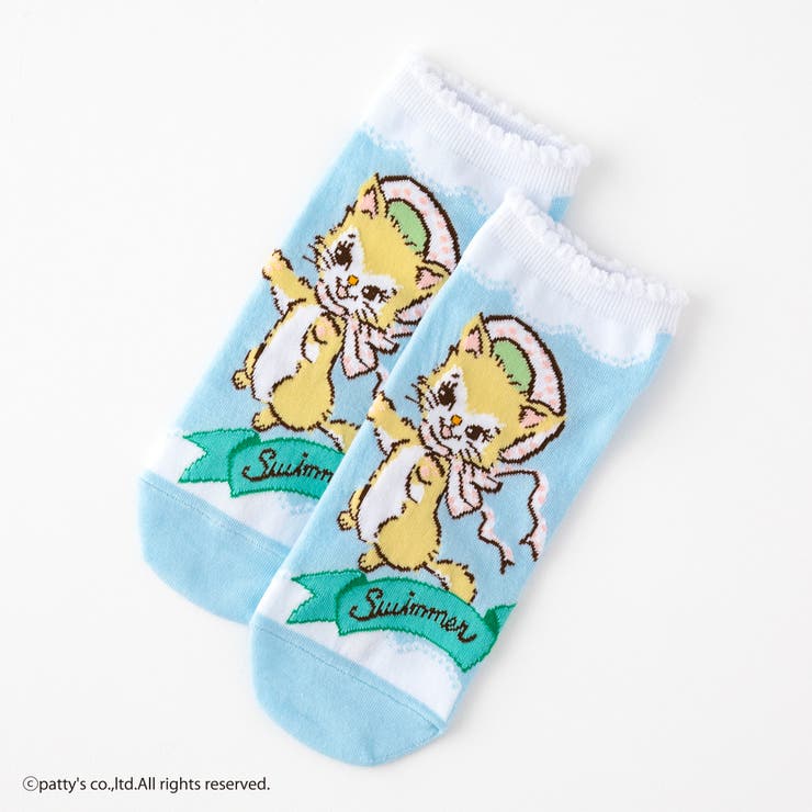 ブルー(ネコ) | 【SWIMMER】スニーカー丈ソックス | SUKENO【WOMEN】
