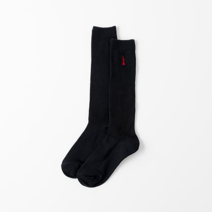 ネイビー(レッド刺繍) | 【EASTBOY】32cm丈ワンポイント紺ソックス | SUKENO【WOMEN】