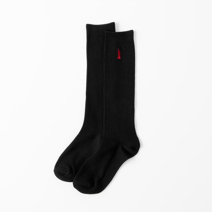 クロ(レッド刺繍) | 【EASTBOY】13cm丈ワンポイント黒ソックス（2P） | SUKENO【WOMEN】