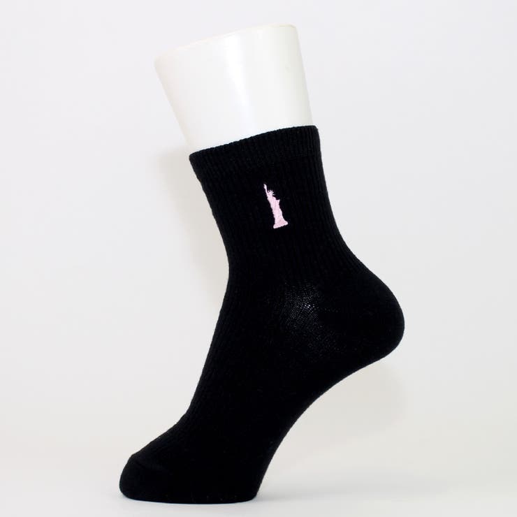 紺　ピンク刺繍 | 【EASTBOY】２足セット 13cm丈片面刺繡スクールソックス  | SUKENO【WOMEN】