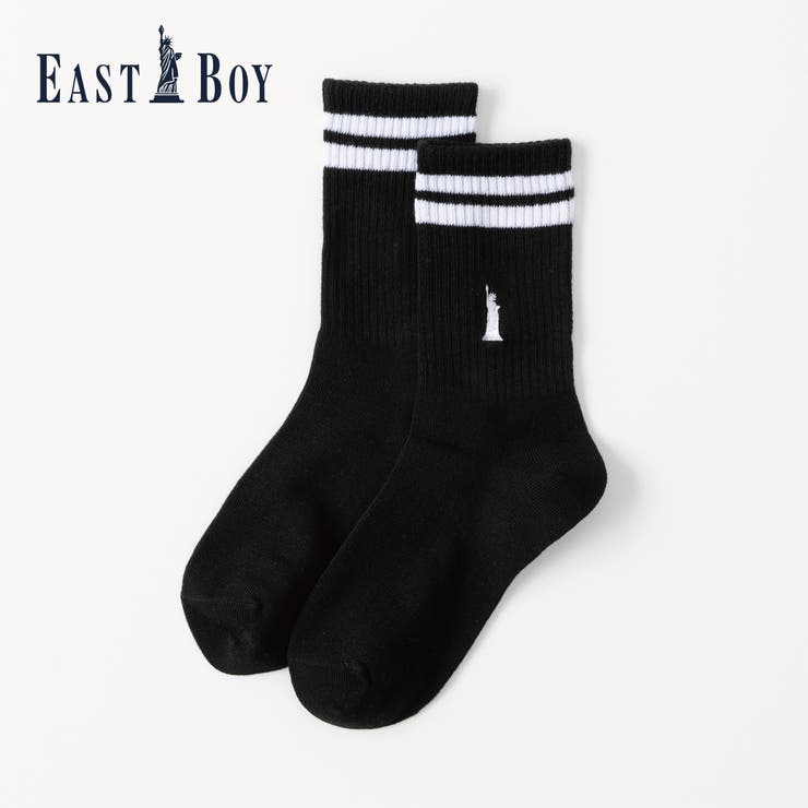 クロ | 【EASTBOY】3：1リッチェルラインクルーソックス | SUKENO【WOMEN】