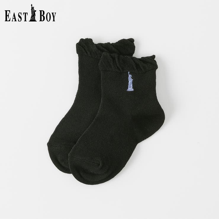 EASTBOY】トップフリルメッシュ花柄クルーソックス[品番：SUKE0009517