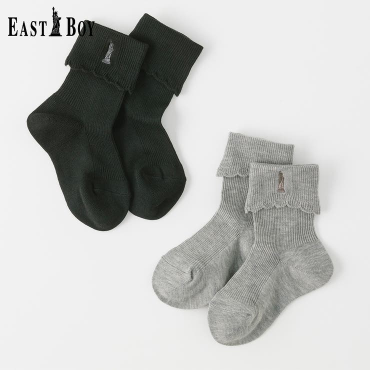 EASTBOY】折り返しスカラップリブクルーソックス[品番