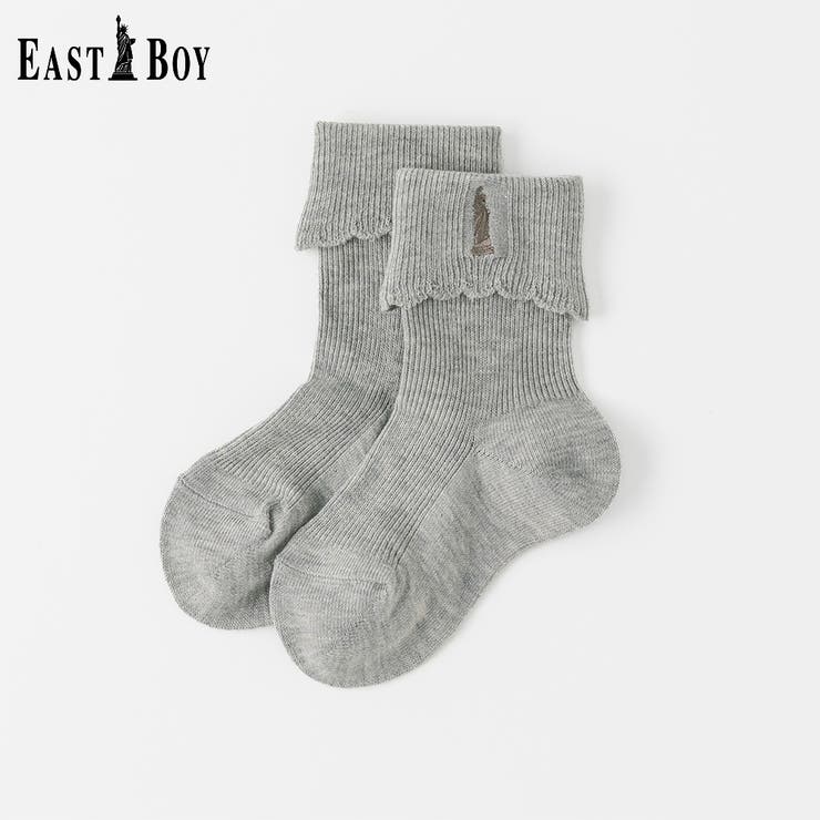 EASTBOY】折り返しスカラップリブクルーソックス[品番