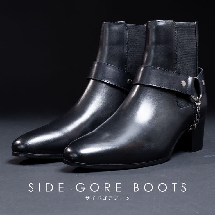 サイドゴア レザー リングブーツ / チェーン ハイヒール | SVEC | 詳細画像1 