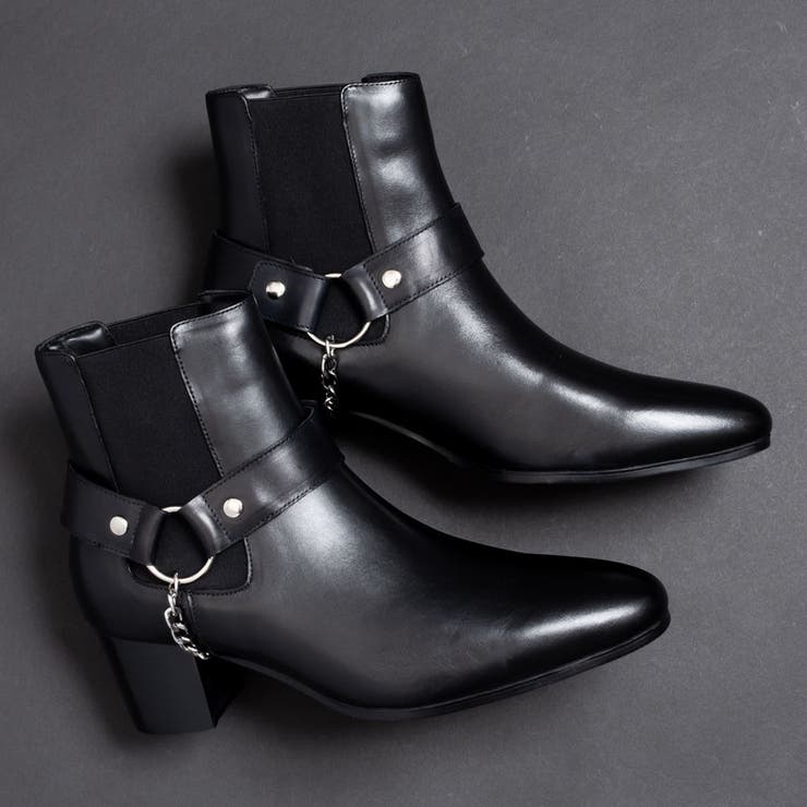 サイドゴア レザー リングブーツ / チェーン ハイヒール | SVEC | 詳細画像4 