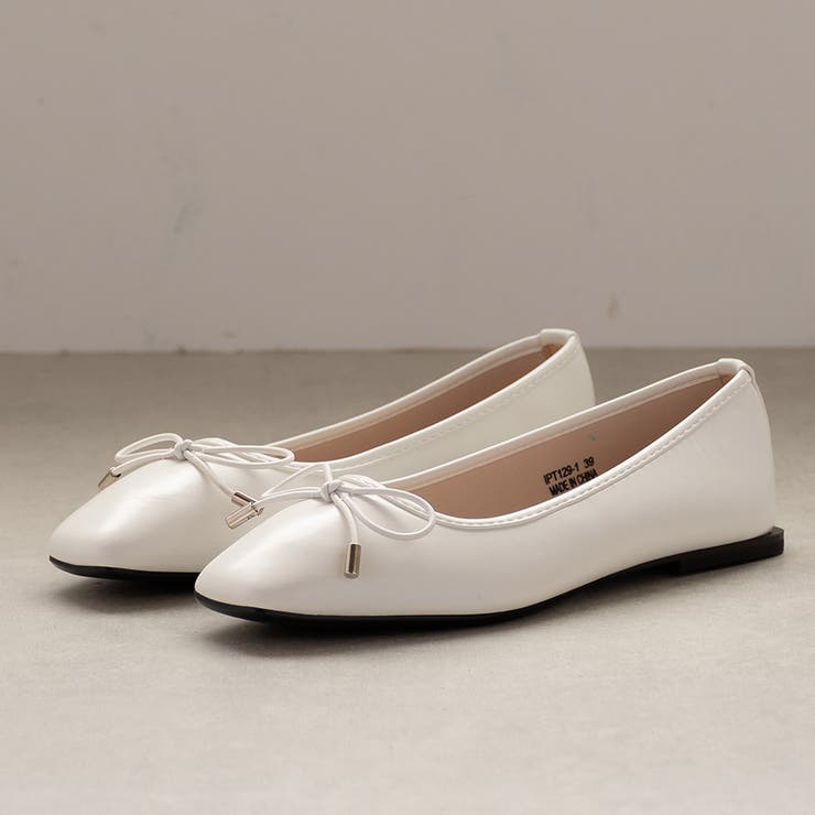 ホワイト | スクエアヒール リボンパンプス | SVEC