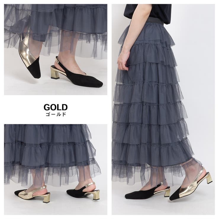 メタリックバイカラー パンプス  ローヒール レディース | SVEC | 詳細画像5 