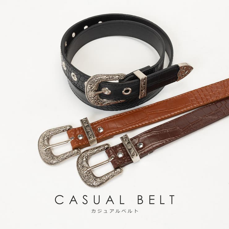 スカルプチャーバックルクロコ柄ベルト | SVEC | 詳細画像1 