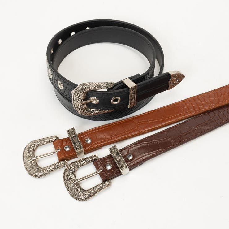 スカルプチャーバックルクロコ柄ベルト | SVEC | 詳細画像8 