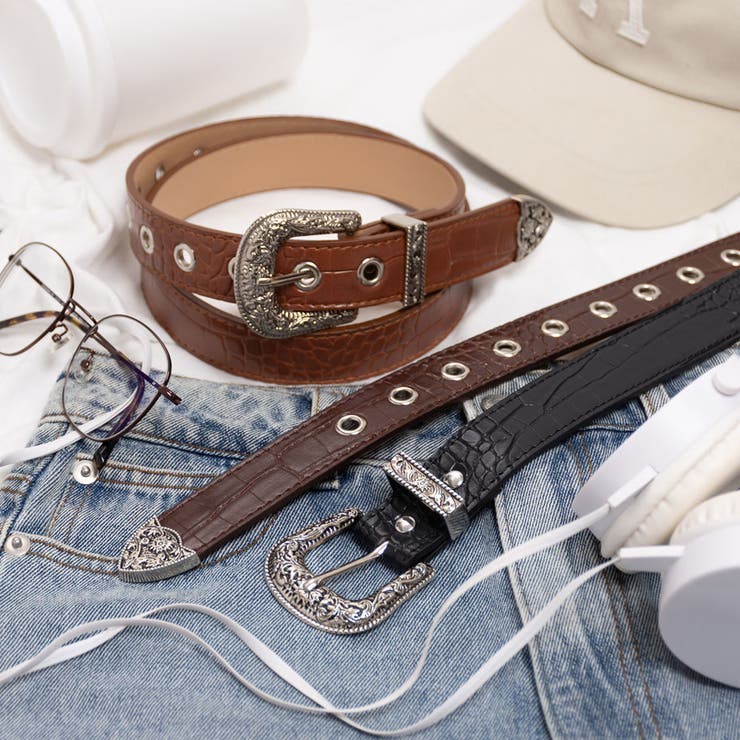 スカルプチャーバックルクロコ柄ベルト | SVEC | 詳細画像11 