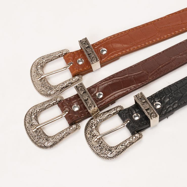 スカルプチャーバックルクロコ柄ベルト | SVEC | 詳細画像4 