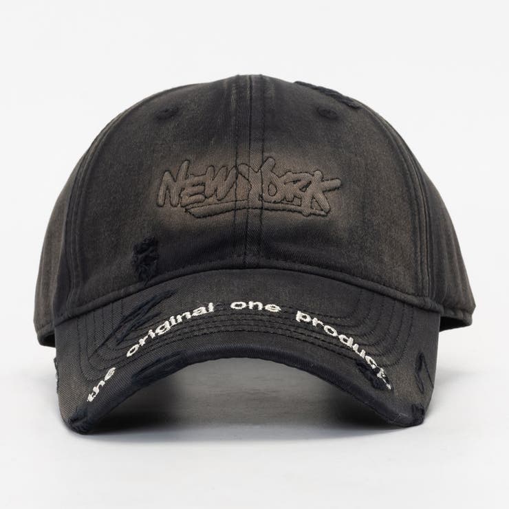 Black | スプレー加工刺繍キャップ " NEWYORK " | SVEC