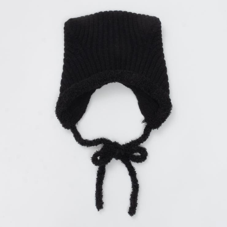 Black | リブ編みネコミミボンネット | SVEC