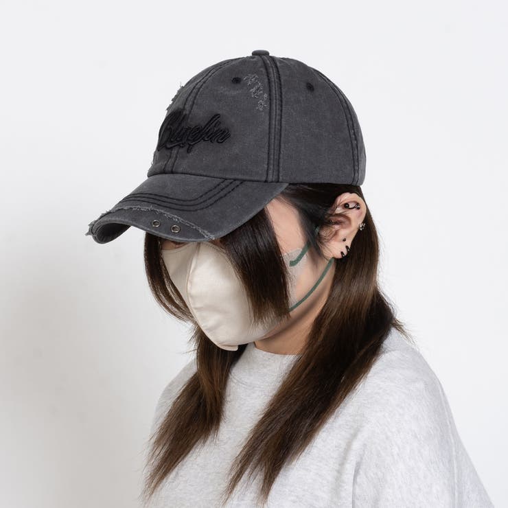 Black | ウォッシュ加工ハトメ刺繍キャップ | SVEC