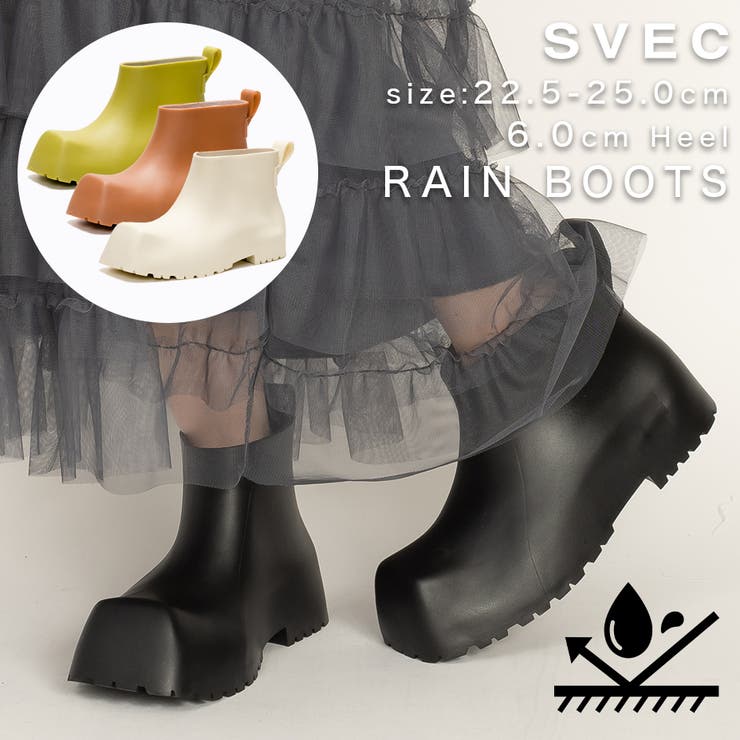 スクエアトゥ レインシューズ / ショートブーツ | SVEC | 詳細画像1 