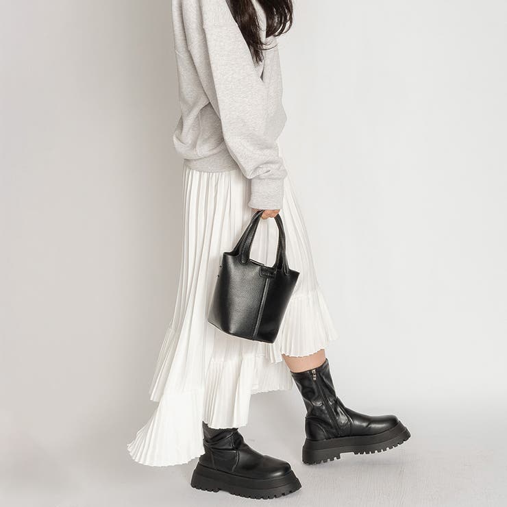 アシンメトリー フレア ロング ヘムプリーツ スカート | SVEC | 詳細画像18 