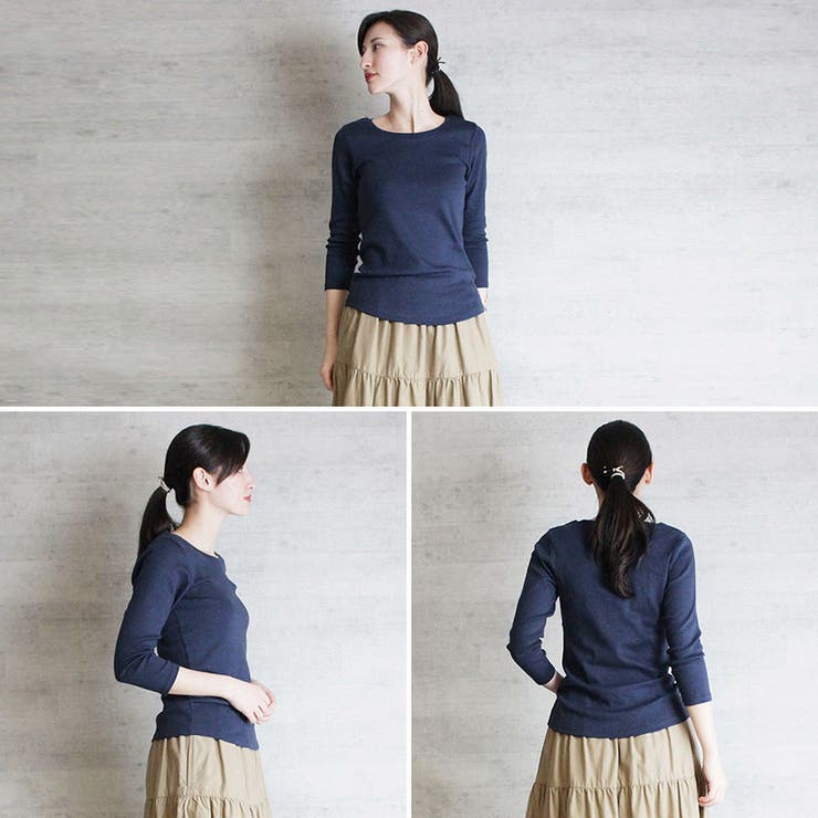 Uネック 8分丈 コットンフライスTシャツ | SVEC | 詳細画像14