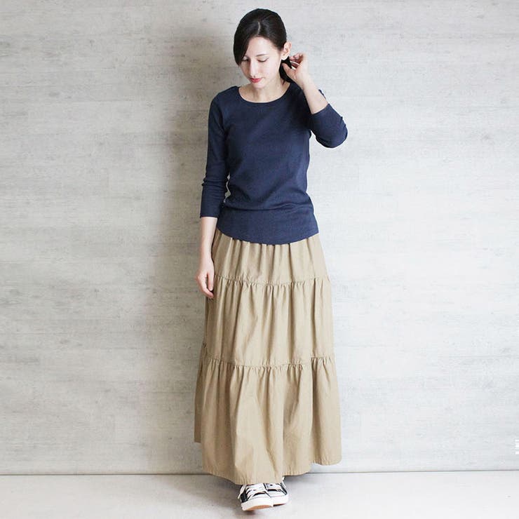 Uネック 8分丈 コットンフライスTシャツ | SVEC | 詳細画像1