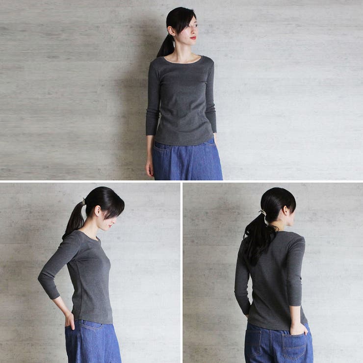 Uネック 8分丈 コットンフライスTシャツ | SVEC | 詳細画像8