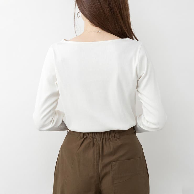 リブ ボートネック カットソー / 長袖 | SVEC | 詳細画像14 