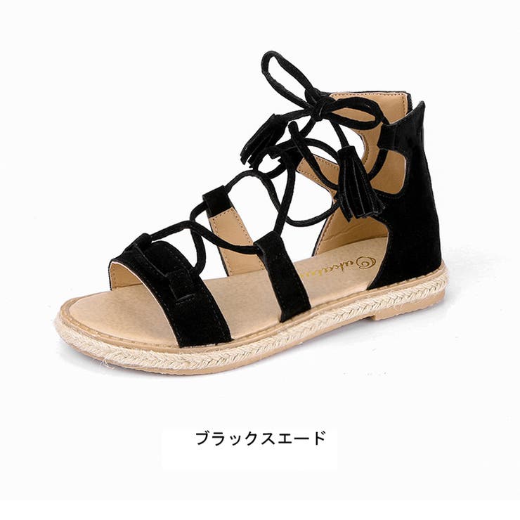 レースアップサンダル 編み上げサンダル グラディエーター[品番