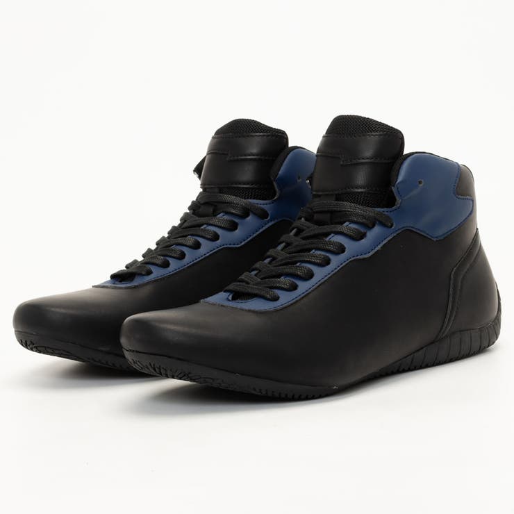 Nブラックxネイビー | ドライビングシューズ / レーシング ハイカットスニーカー | SVEC