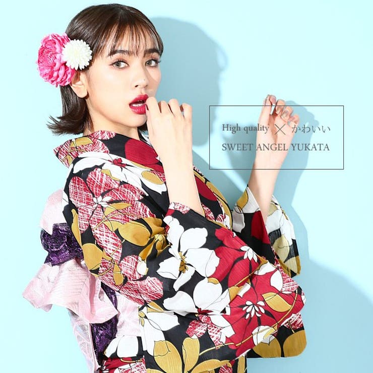 浴衣8点セット Ys351 薔薇 セクシー 華やか 赤 大人かわいい 黒 品番 Swaw Sweet Angel スウィートエンジェル のレディースファッション通販 Shoplist ショップリスト