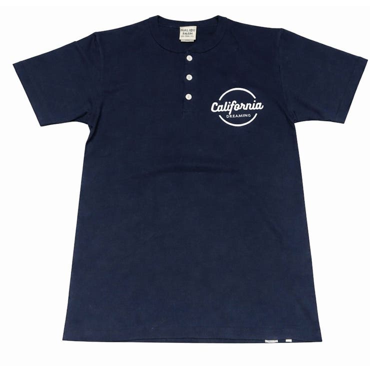 ネイビー | MALIBUFARM ３Bヘンリーネックプリント-Tシャツ | BACKHEAD