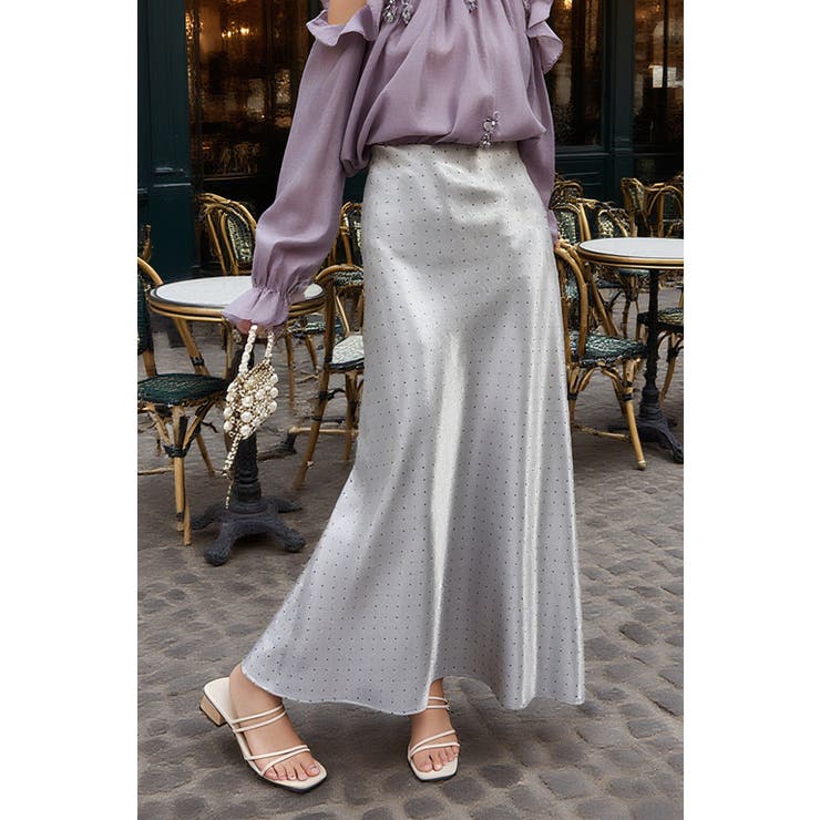 艶やかなサテン素材×ドット柄ロングスカート レディース フレア | Tannsu Dance | 詳細画像14 
