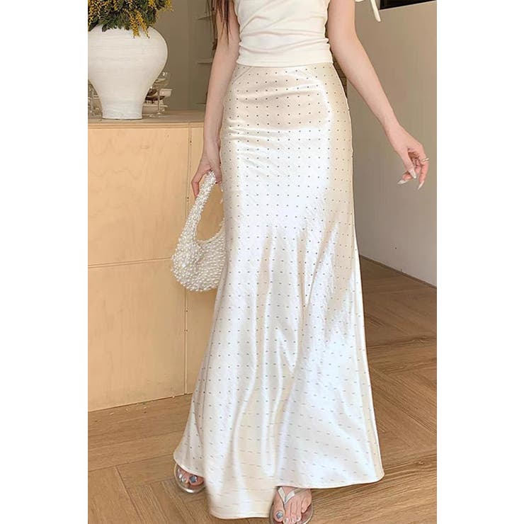艶やかなサテン素材×ドット柄ロングスカート レディース フレア | Tannsu Dance | 詳細画像7 