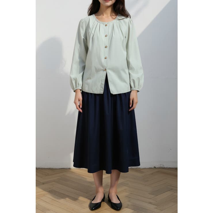 ナチュラルデザインブラウス レディース パフスリーブ＆ウッドボタン付き | Tannsu Dance | 詳細画像9 