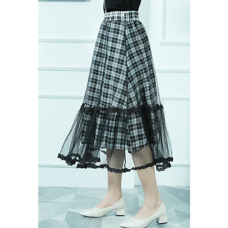 レディーススカート ミモレ丈切り替え２枚重ねマーメイドレーススカート | Tannsu Dance | 詳細画像12 