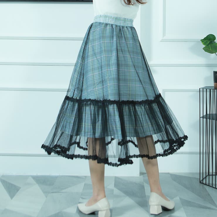 レディーススカート ミモレ丈切り替え２枚重ねマーメイドレーススカート | Tannsu Dance | 詳細画像8 