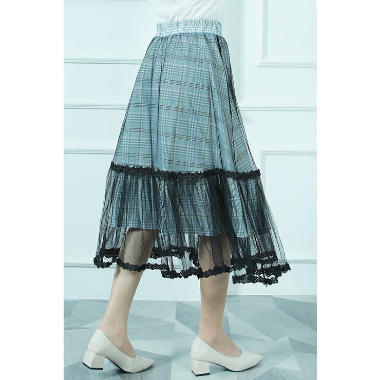 レディーススカート ミモレ丈切り替え２枚重ねマーメイドレーススカート | Tannsu Dance | 詳細画像7 