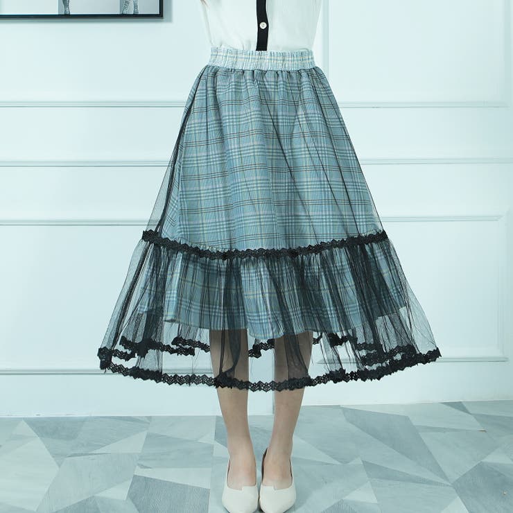 レディーススカート ミモレ丈切り替え２枚重ねマーメイドレーススカート | Tannsu Dance | 詳細画像3 
