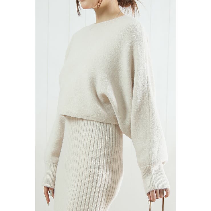 レディースドルマンスリーブトップス セットアップ 厚手ストレッチニットワンピース | Tannsu Dance | 詳細画像7 