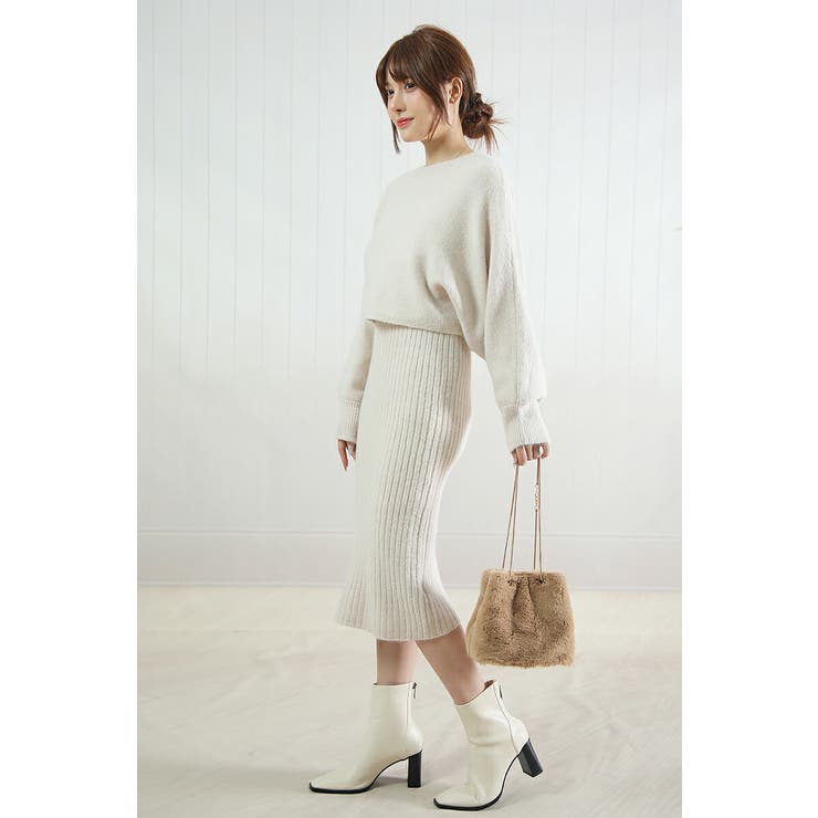 レディースドルマンスリーブトップス セットアップ 厚手ストレッチニットワンピース | Tannsu Dance | 詳細画像5 